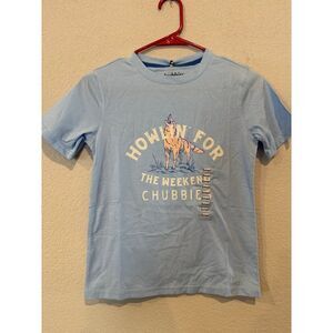 NWT Chubbies Boy's Size Small Crew Neck Short Sleeves Graphic T-Shirt Light Blue